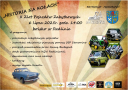  "Historia na kołach"  II Zlot Pojazdów Zabytkowych 6 lipca godz. 14:00 boisko w Redlinie kolorowy plakat po prawej zdjęcia starych samochodów oraz logo patronat honorowy: ZUDMT Jan Kruszewski oraz logo gminy Białogard  na dole logo sponsorów. 